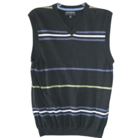 Banana Republic Mens Size S Pinstripe Sleeveless V Neck Pullover Sweater Vest - Picture 1 of 8